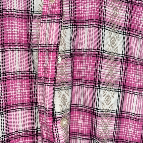Loft Pink Petite Plaid Everyday Button Down - Picture 3 of 5
